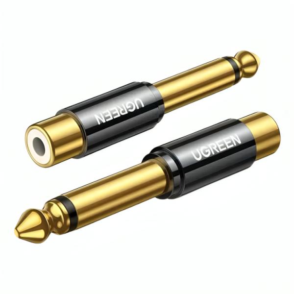 Adaptador UGREEN AV169 | Jack 6.35 mm Macho a RCA Hembra | Oro | Audio Analógico Profesional 6.35 mm | Adaptador de Señal