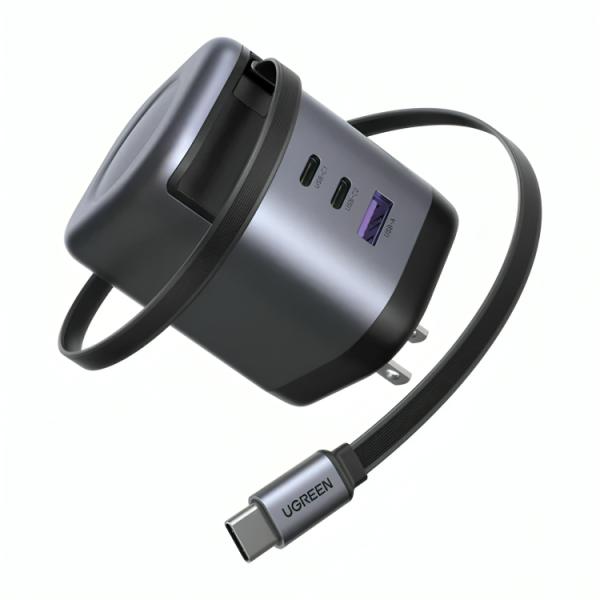 CARGADOR UGREEN X616 100W GAN CON CABLE RETRACTIL 65827