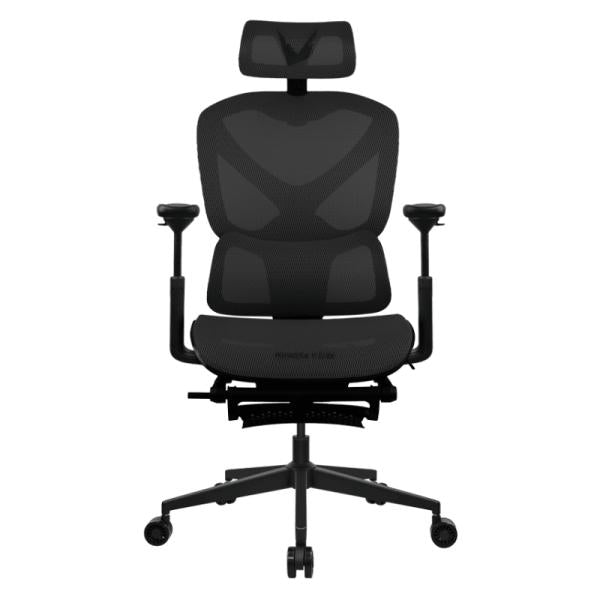 Silla gaming Ergolux 5 Plus Mesh negra con respaldo ergonómico y reposabrazos ajustables vista frontal