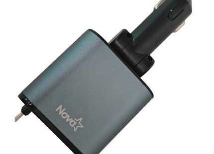CARGADOR PARA CARRO RETRÁCTIL NOVA 65W CON PANTALLA USB-C / LIGHTNING / USB-A PA065EBC001C