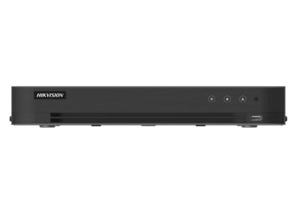 DVR Hikvision IDS-7216HUHI-M2/XT vista frontal con panel de conexiones 16 canales 4K