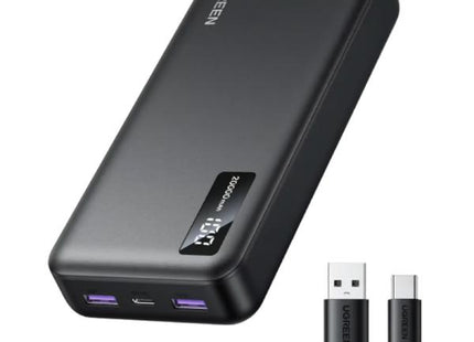 Power Bank UGREEN PB312 20000mAh negro con puertos USB-A y USB-C vista frontal