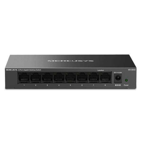 SWITCH MERCUSYS MS108GS 8 PUERTOS RJ45 + GIGABIT 10/100/1000 MBPS NO ADMINISTRABLE