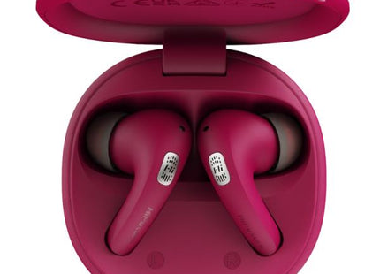 Audífonos HiFuture FlyBuds4 AI Bluetooth rosa true wireless con estuche de carga