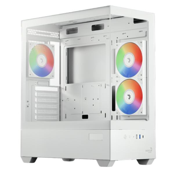 Case Gaming Aerocool P500D blanco con panel lateral de vidrio templado y ventiladores RGB