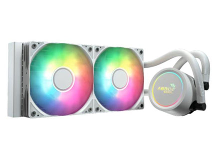 Sistema de enfriamiento líquido AeroCool Abyss L240R AIO 240mm con iluminación RGB blanco vista frontal