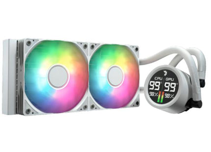 Enfriamiento líquido AIO Aerocool Abyss L240R blanco con pantalla digital RGB y radiador 240mm
