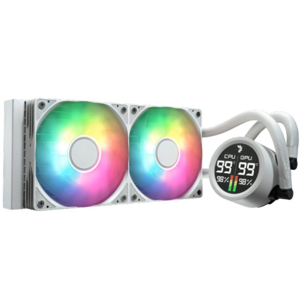 Enfriamiento líquido AIO Aerocool Abyss L240R blanco con pantalla digital RGB y radiador 240mm
