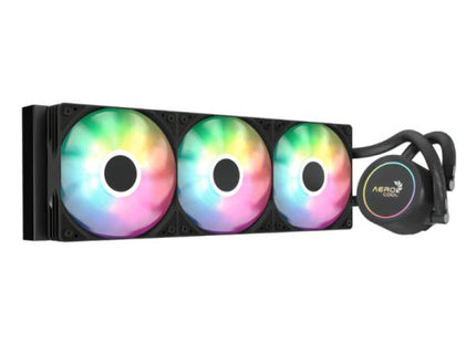 Enfriamiento líquido Aerocool Abyss L360R AIO con bomba RGB y radiador 360mm vista frontal completa