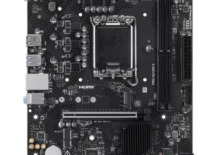Tarjeta madre MSI Pro H610M-S LGA1700 vista frontal con slots y conectores