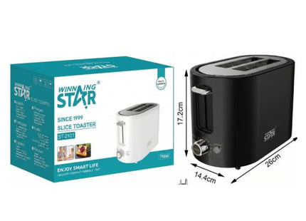 Vista lateral Tostadora Winning Star negra diseño compacto