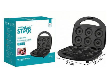 Máquina donas ST-2123 abierta mostrando placas antiadherentes interiores