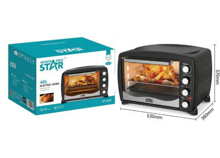 Interior del horno Winning Star ST-2351 mostrando parrillas y capacidad interna