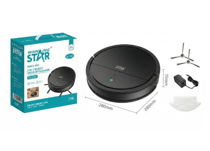 Robot aspiradora Winning Star vista superior con controles y sensores de navegación