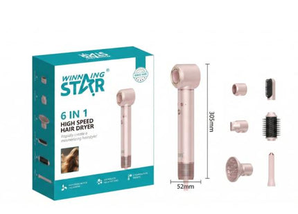 Secadora de Cabello Multifuncional Winning Star ST-2292, 6 en 1, 1300W