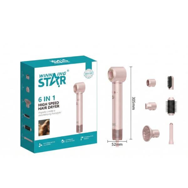 Secadora de Cabello Multifuncional Winning Star ST-2292, 6 en 1, 1300W