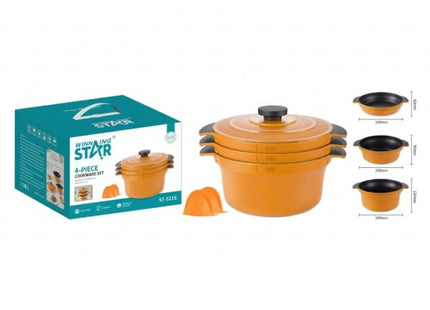 Set de Ollas Winning Star ST-5216, Aluminio, 4 Piezas