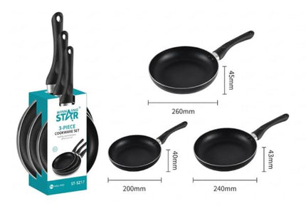 Set de Sartenes Winning Star, ST-5217, Aluminio, 3 Piezas