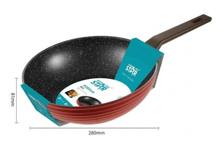 Sartén Wok Antiadherente Winning Star ST-5228, Aluminio 28 cm