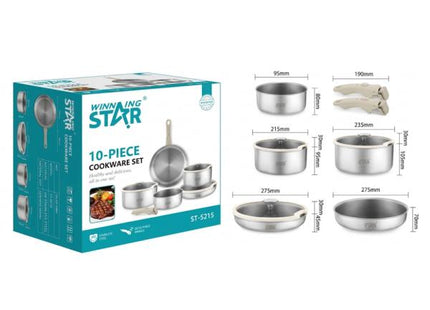 Set de Ollas Winning Star ST-5215, Aluminio, 10 Piezas
