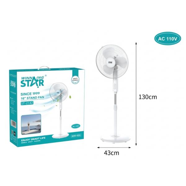 Ventilador de Pie 16" Winning Star ST-2142, 3 Velocidades