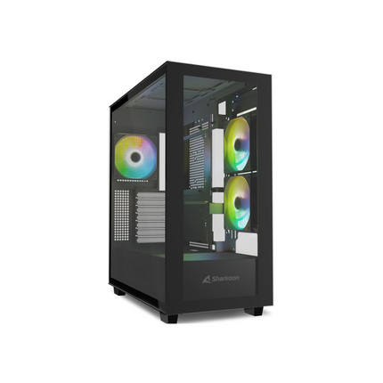 Case Sharkoon Rebel C60 RGB | ATX | Media Torre | Vidrio Templado | 4 Ventiladores RGB | Negro