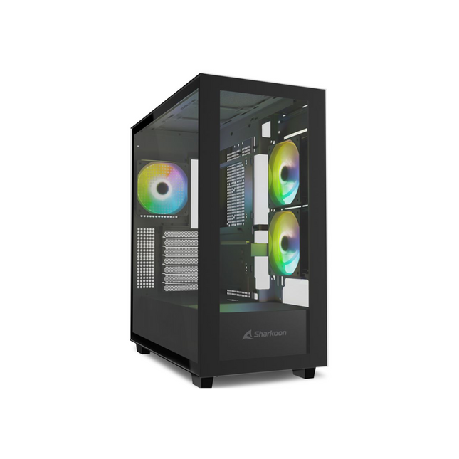 Case Sharkoon Rebel C60 RGB | ATX | Media Torre | Vidrio Templado | 4 Ventiladores RGB | Negro