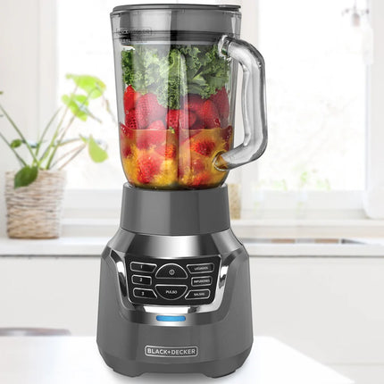 Licuadora Digital Black+Decker BL1350G | 900 W | 3 Velocidades + Pulso + 3 Funciones | Jarra Vidrio 1.5 L | Vaso Personal 500 ml | Filtro Infusor