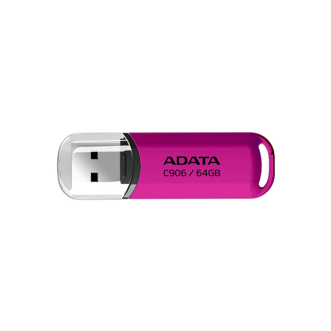 Memoria USB ADATA C906 | 64GB | USB 2.0 | Rosa | Diseño compacto con tapa