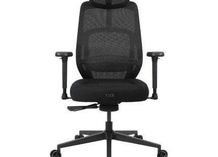Silla gamer ThunderX3 Yama 360 Mesh negra vista frontal con respaldo de malla transpirable