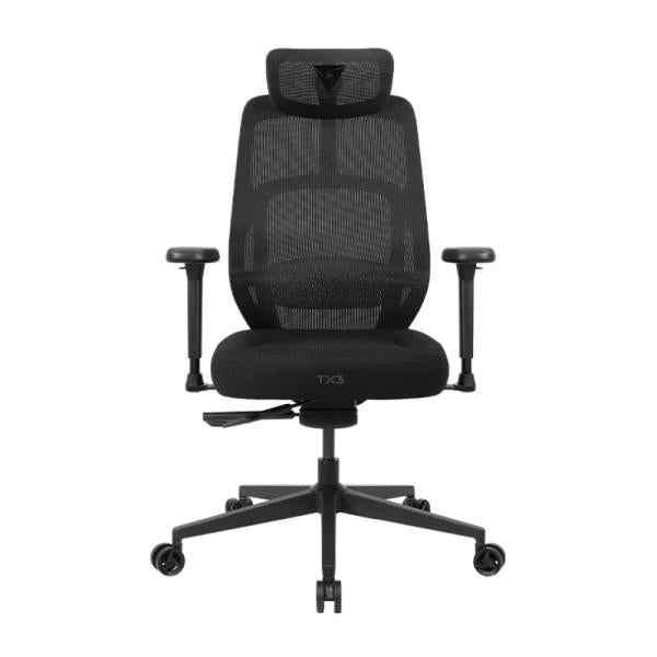 Silla gamer ThunderX3 Yama 360 Mesh negra vista frontal con respaldo de malla transpirable