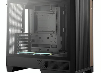 Case DEEPCOOL CL600 Mid Tower negro vista frontal con ventiladores de 120mm