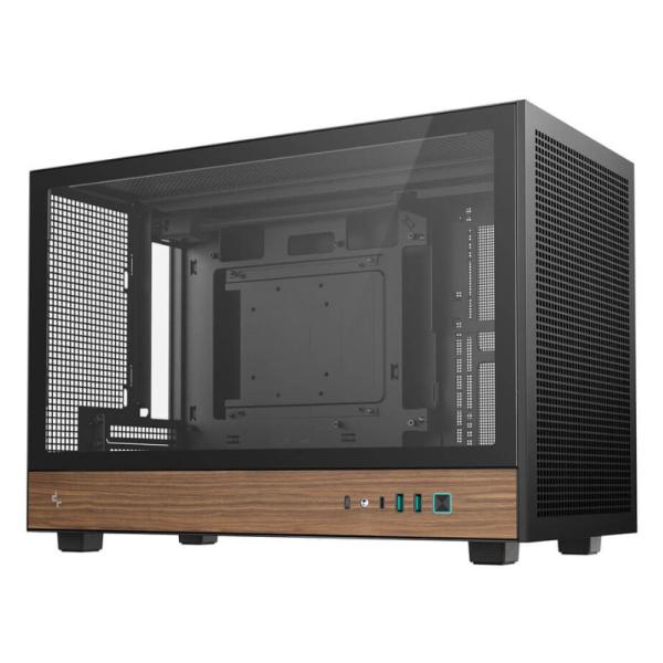 CASE DEEPCOOL CH260 WOOD MINI TOWER SIN VENTILACIÓN INCLUIDA MADERA Y VIDRIO TEMPLADO LATERAL R-CH260-BKNWM0-G-1 NEGRO