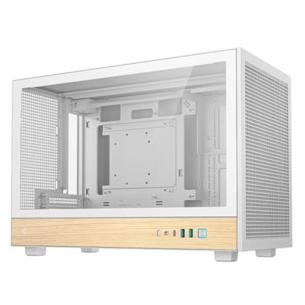 CASE DEEPCOOL CH260 WOOD WH MINI TOWER SIN VENTILACIÓN INCLUIDA MADERA Y VIDRIO TEMPLADO LATERALR-CH260-WHNWM0-G-1 BLANCO