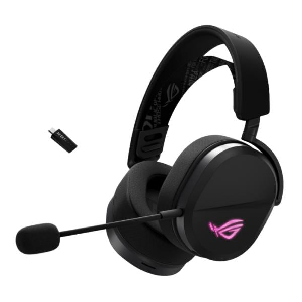Headset gaming ASUS ROG Pelta negro con iluminación RGB vista frontal