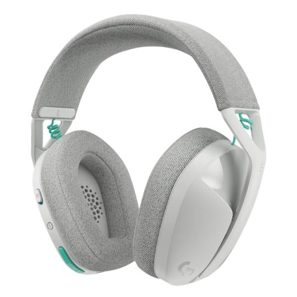 Headset Gaming Logitech G321 inalámbrico color blanco vista frontal con micrófono omnidireccional