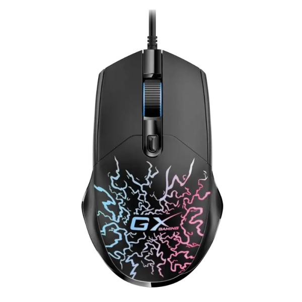 Mouse gaming RGB Genius Scorpion M300 negro con iluminación LED multicolor vista frontal