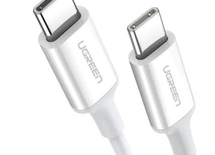 Cable UGREEN US264 USB-C a USB-C blanco de 2 metros vista frontal completa