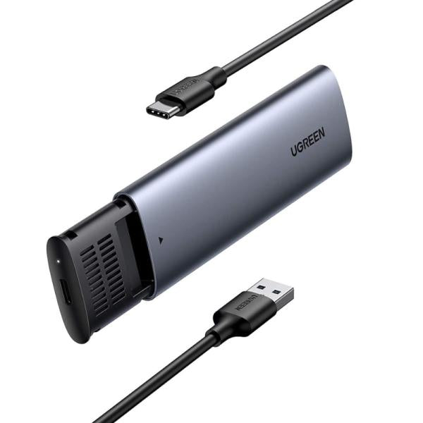 Encapsulador UGREEN CM400 USB-C para SSD M.2 SATA con cable 50cm vista frontal