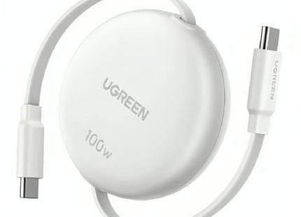 Cable retráctil UGREEN L531 USB-C a USB-C 100W blanco vista frontal