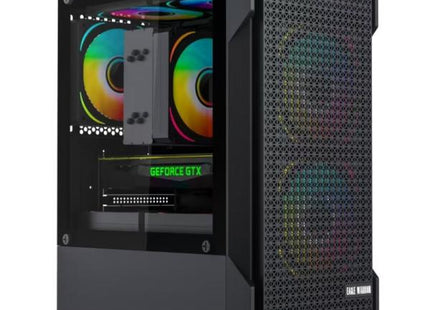 Case Eagle Warrior CG08J2RA001C mini tower negro vista frontal con panel lateral