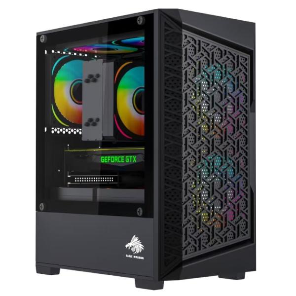 Case Eagle Warrior CG09J2RA001C Mini Tower negro vista frontal con panel lateral