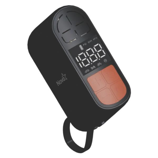 Inflador de aire mini Nova AP-130 USB-C portátil color negro vista frontal