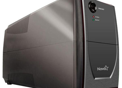 UPS NOVA UP-635 600VA color negro vista frontal con 6 tomas eléctricas
