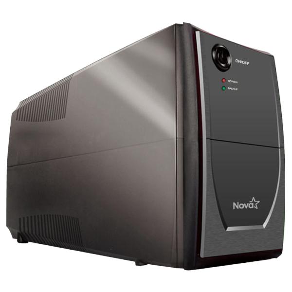 UPS NOVA UP-635 600VA color negro vista frontal con 6 tomas eléctricas
