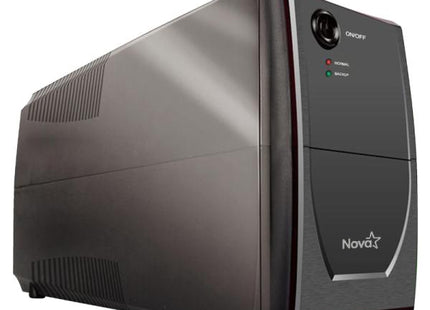 UPS NOVA UP-635 1000VA color negro vista frontal con pantalla LED y 6 tomas de corriente