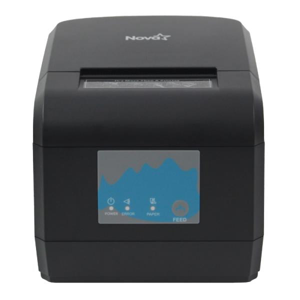 Impresora térmica NOVA FFP1908B001C vista frontal con puertos USB y Bluetooth