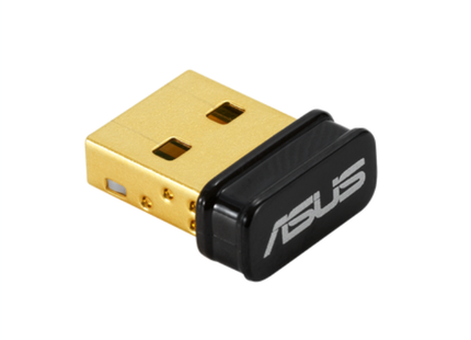 Adaptador ASUS USB-BT500 conectado a laptop vista lateral