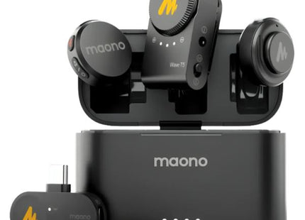 MICROFONO MAONO WM650 PA3 INALÁMBRICO TRIPLE RECEPTOR (USB-C + LIGHTNING + CAMARA) / CANCELACION DE RUIDO ENC / ESTUCHE DE CARGA