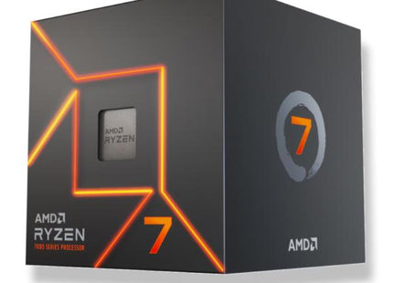 Procesador AMD Ryzen 7 7700 5.3GHz vista frontal con empaque original